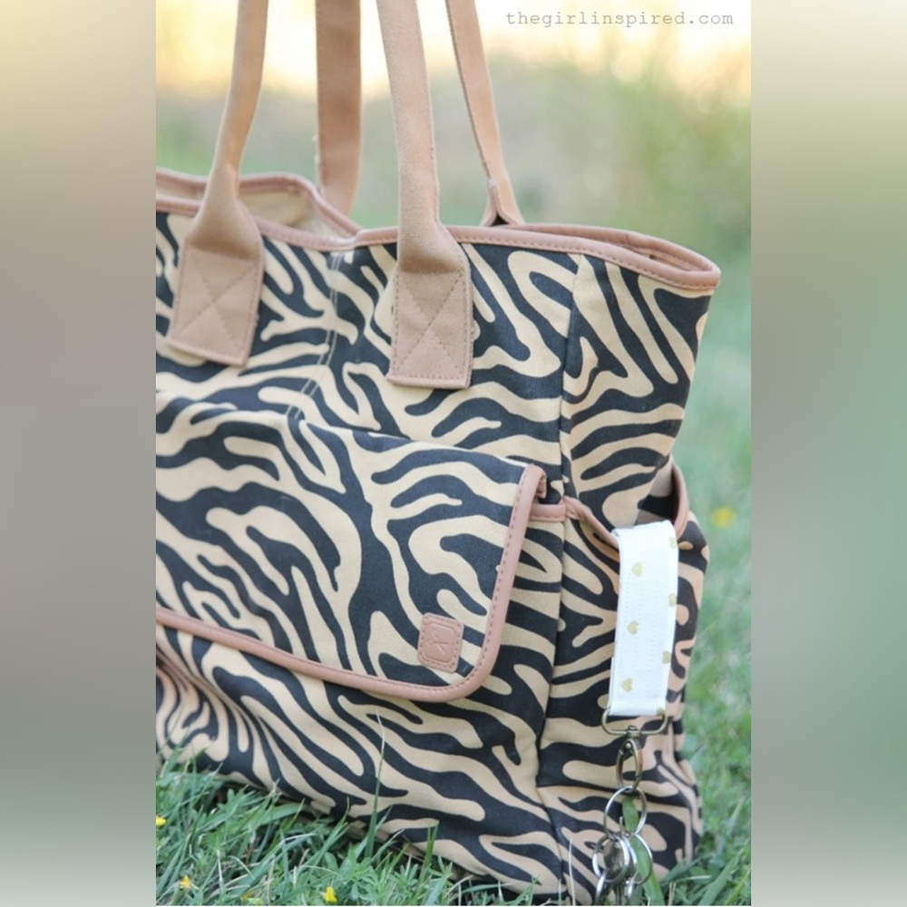 Large Zebra Canvas Craft Tote Bag NWT‎